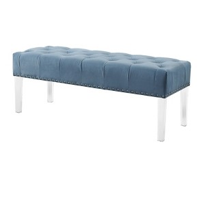 NicBex Modern 49" Bedroom Bench Velvet Upholstered Accent Stools with Button Tufted and Acrylic Legs for Bedroom and Entryway - 1 of 4