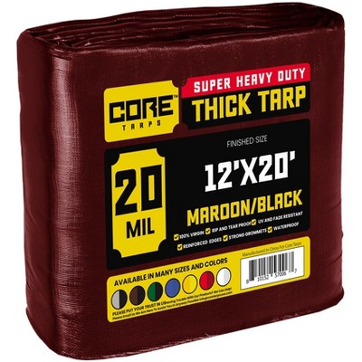 Core Tarps Heavy Duty 20 Mil Tarp Cover, UV Resistant, Rip Proof for Roof, Camping, Patio, Pool, Boat