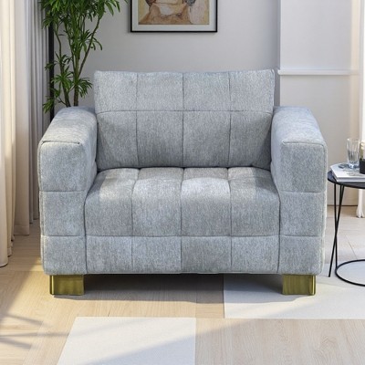 1-Seater Plush Cloth Sofa Chair with High Legs & Easy Cleaning
