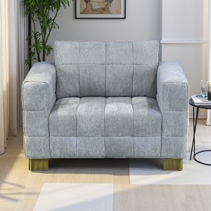1-Seater Plush Cloth Sofa Chair with High Legs & Easy Cleaning - 1 of 4