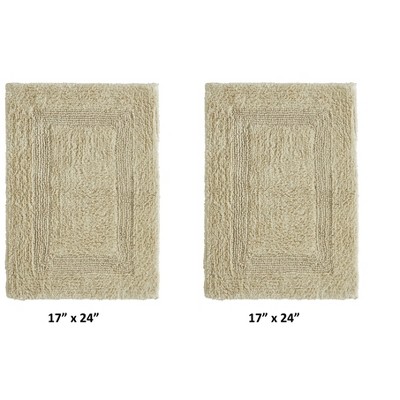 Luxurious Sand Cotton Tufted Reversible Bath Rug Set