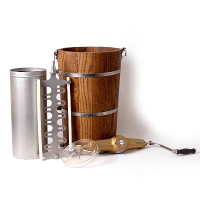 Hand Crank Oak and Stainless Steel Ice Cream Maker, 8 Quart