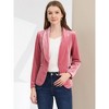 INSPIRE CHIC Women's Office Solid Shawl Collar Jetted Pockets One Button Velvet Blazer - 3 of 4