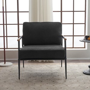 Modern Lounge Chair Arm Chair, Accent Upholstered Reading Side Chair With Metal Frame - 1 of 4