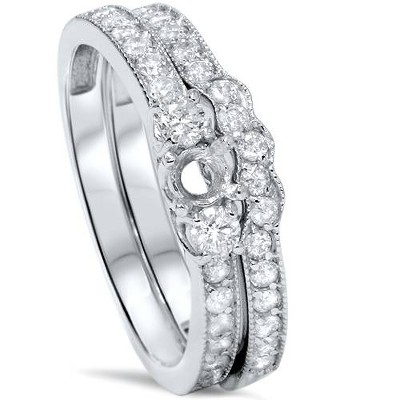 Pompeii3 1/2ct Three Stone Diamond Engagement Ring Setting 14K White Gold