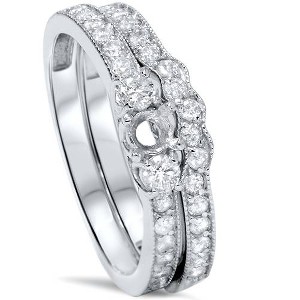 Pompeii3 1/2ct Three Stone Diamond Engagement Ring Setting 14K White Gold - 1 of 2