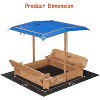 Large Outdoor Wood Sandbox with 2 Bench Seats&Canopy, Kids Sandbox with Cover&Bottom Liner, Large Sandpit for Ages 3-8 for Lawn Garden Backyard Beach - 3 of 4