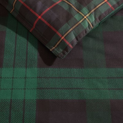 Navy and Green Cotton Twin Reversible Comforter Set