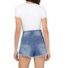 Clearlove Women Denim Shorts Casual Ripped Frayed Raw Hem Jeans Shorts - 3 of 4