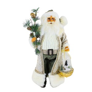 Karen Didion 17.0 Inch Glistening Forest Santa Hand-Painted Face, Inset Eyes Santa Figurines - 1 of 3