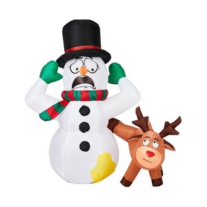 FONTOI Christmas Inflatable Snowman and Reindeer Funny Holiday Blow Up Decoration for Festive Yard Lawn, Multicolored, 7.87"*9.84"*3.94" - 1 of 4