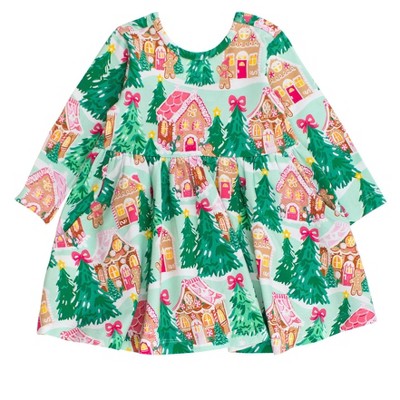 RuffleButts Girls Long Sleeve Twirl Dress