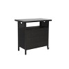 Gulches Outdoor Wicker Bar Cart - Rolling Rattan Beverage Serving Cart with Glass Top, Black - 4 of 4
