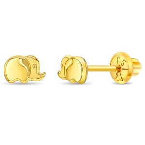 Girls' Playful Elephant Screw Back 14k Gold Earrings - In Season Jewelry - 1 of 4