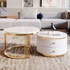Sapphtopaz Modern Nesting Coffee Table Round Coffee Bar with 2 Drawers Nesting Tables, Coffee Tables for Living Room, Bedroom - 3 of 4