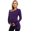 BLUEMING Womens Maternity Shirts Long Sleeve Crew Neck Basic Tank Tops Side Buttons Pregnant Shirts - 4 of 4