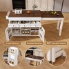 Kumasinova 74.8" Expandable Kitchen Island,Rolling  Cart with Power Outlet,Kitchen Storage with 3 Drawers,Kitchen Cart with 2 Cabinets,White - 4 of 4