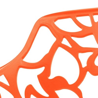 Devon Orange Aluminum Flower Design Dining Armchair Set