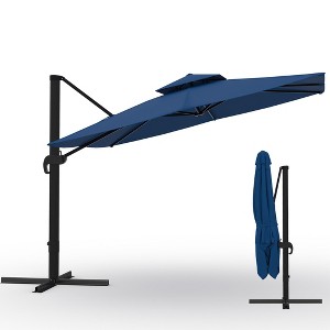 costco patio umbrella instructions 11' LED Solar Round Cantilever Umbrella