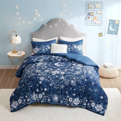Navy Celestial Cotton Full/Queen Duvet Cover Set