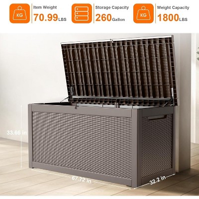 YARDGRACE large gallon resin deck box, lockable terrace indoor and outdoor storage box, waterproof storage box