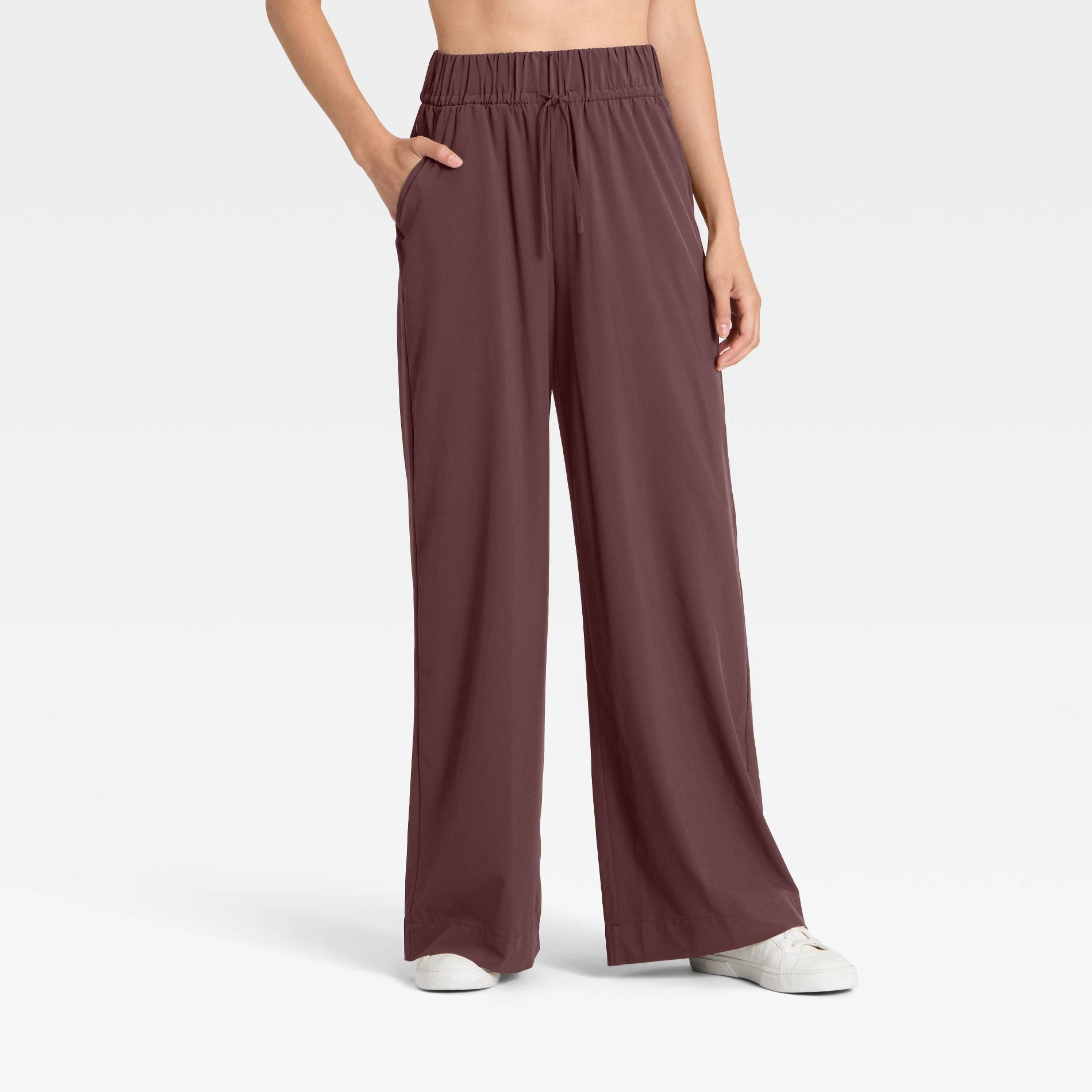Women's Active Light High-Rise Wide Leg Pants - All In Motion™ Brown M