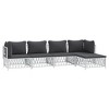vidaXL Modern Patio Lounge Set 5 Piece, Durable Woven Fabric and Powder-Coated Steel, Comfortable Cushions, Modular Design, White - 3 of 4