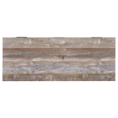 Transitional Weathered Oak Home Office Desk with Black Metal Frame and Storage