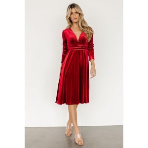 Women's Mini Dress V Neck Overlap Collar Long Sleeve A Line Fall Dress - 1 of 4