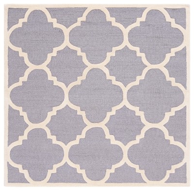Ivory and Silver Hand-Tufted Wool Square Rug
