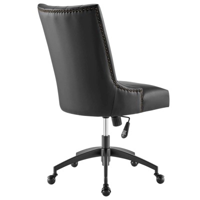 Empower Channel Tufted Black Vegan Leather Swivel Office Chair