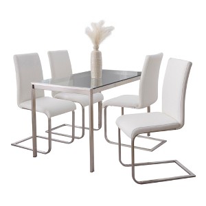 5-Piece Dining Set with Glass Table and 4 Upholstered Chairs - 1 of 4