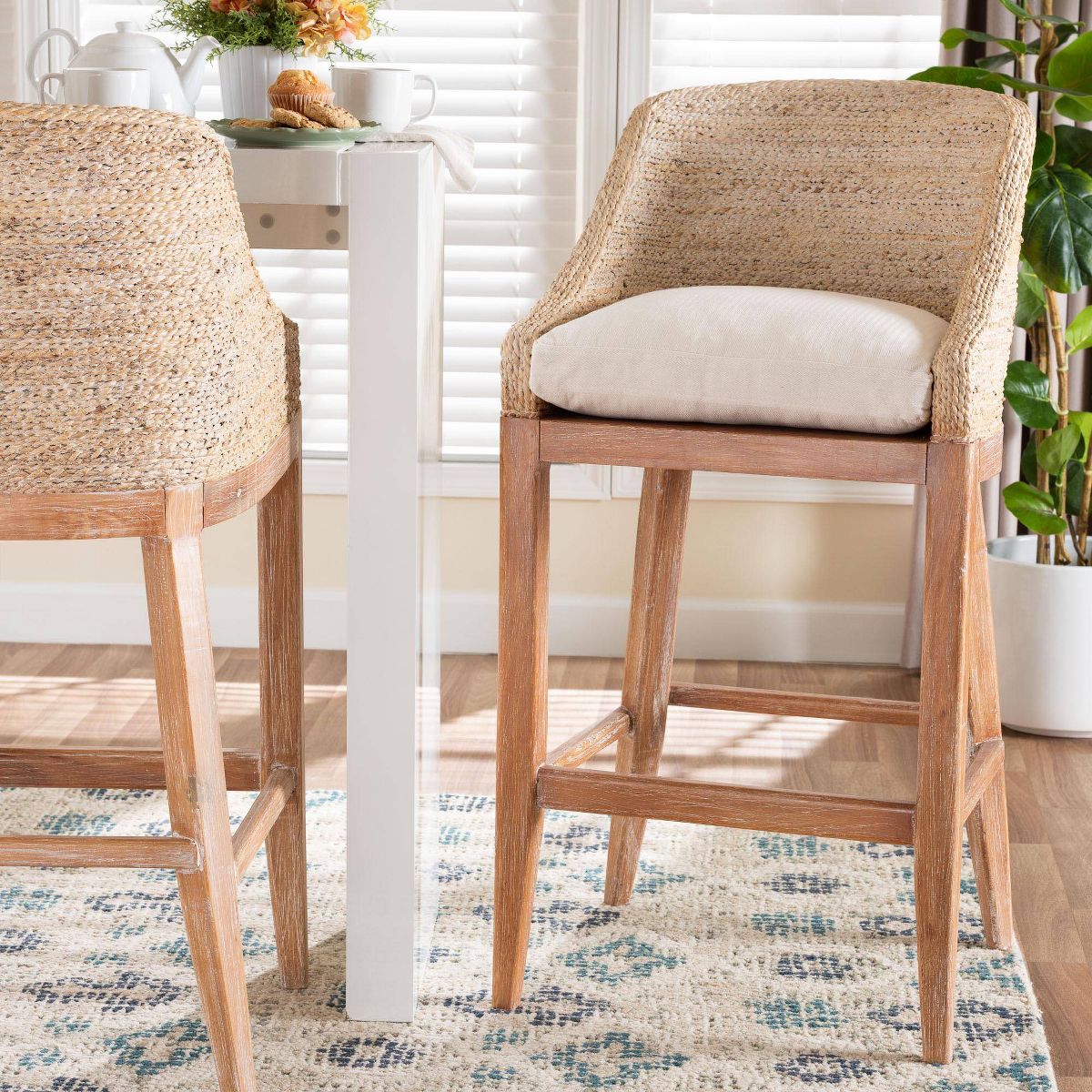 bali & pari Jasper Seagrass Bar Stool White Wash - thumbnail 6