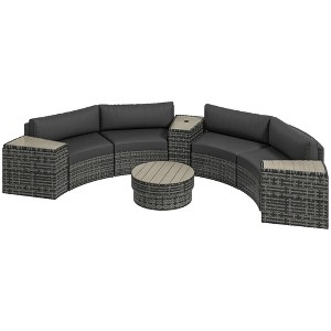 Resenkos 8 Pieces Patio Furniture Set, Outdoor Sectional Furniture, PE Rattan, Mixed-Brown - 1 of 4