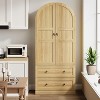Coucheta 71‘’ Tall Arched Kitchen -Farmhouse Wood Pantry Storage Cabinet with 2 Large Drawers, Wood Door, Freestanding Pantry Cabinets,brown - 3 of 4