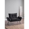 TiramisuBest Metal Legs Futon Loveseat, Black Chenille Upholstery, Compact 2-Seater Sofa, Durable Metal Frame, Easy Assembly - 3 of 4