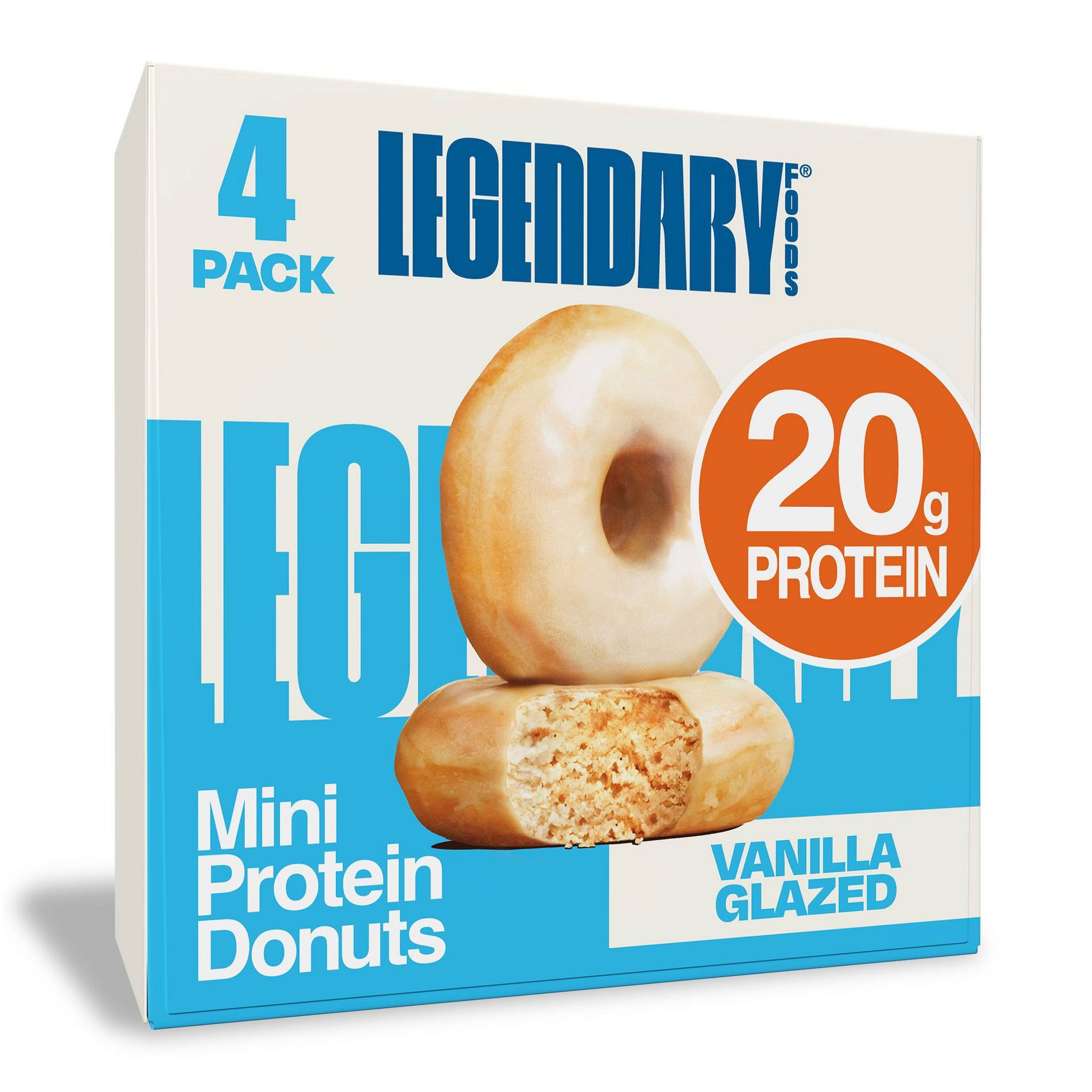 Legendary Foods Gluten Free and Keto Friendly Protein Donuts - Vanilla Glazed - 20g Protein - 9.2oz/4ct
