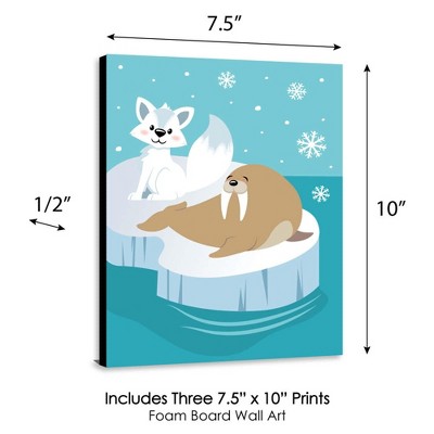 Arctic Polar Animals Blue and White Nursery Wall Art Set