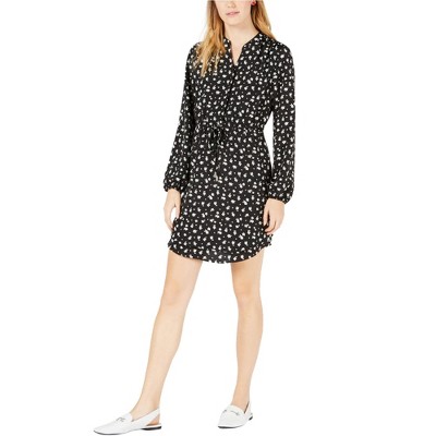 maison Jules Womens Floral Split Neck Shirt Dress