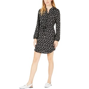 maison Jules Womens Floral Split Neck Shirt Dress - 1 of 1