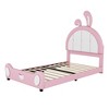 TIRAMISUBEST Twin Size Upholstered Platform Bed with Rabbit Shaped Headboard, Cute Rabbit Bed Frame with Wood Slats Support - 4 of 4