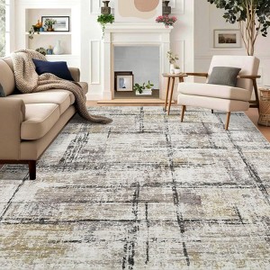 coucheta Area Rug, Washable Abstract Indoor Carpet with Non-Slip Backing, Non-shedding Distressed Floor Cover, Soft Rug - 1 of 4