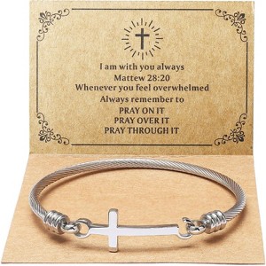 Christian Cross Bracelet Inspirational Bracelets For Women Stainless Steel Jewelry - 1 of 4