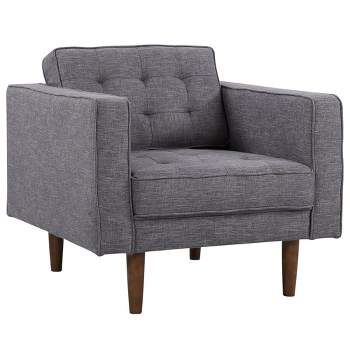 Element Mid-Century Modern Chair in Dark Gray Linen and Walnut Legs - Armen Living