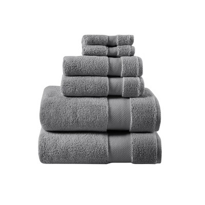 6pc Splendor Cotton Bath Towel Set Charcoal