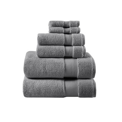 Luxury Bath Towel Set in Charcoal Dark Grey Egyptian Cotton