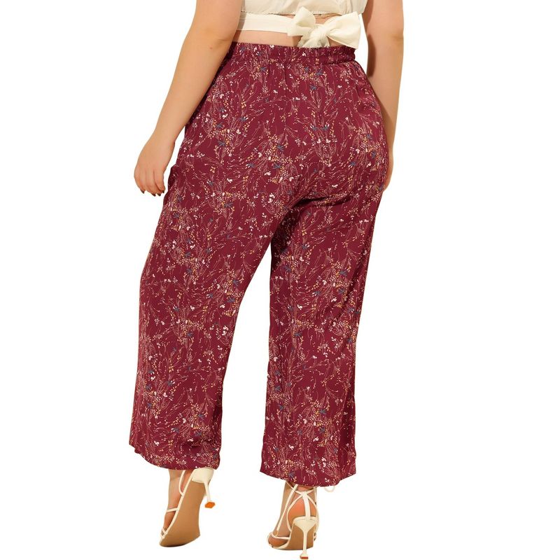 Agnes Orinda Women's Plus Size High Rise Casual Wide Leg Long Palazzo Lounge Trousers, 4 of 6