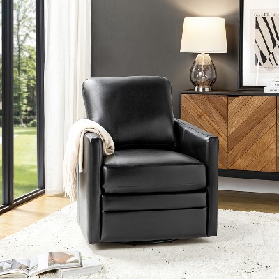 Hugo  Fall  Transitional  Wooden Upholstered Swivel Chair with metal base  for Bedroom and Living Room Deal of the day | ARTFUL LIVING DESIGN