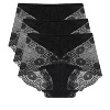 Agnes Orinda Women's Soft Semi-sheer High Waisted Floral Lace Underwear 3 Pcs - 2 of 4
