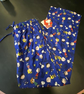 Peanuts Men's Good Grief! Allover Character Pattern Sleepwear Pajama Pants  (sm) Blue : Target
